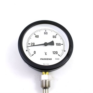 Pakkens Termometre 0-120 °C Çap 100 mm Daldırma Boyu 10 cm Alttan Bağlantılı G 1/2 inç