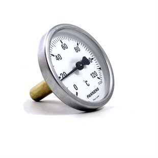 Pakkens Termometre 0-120 °C Çap 63 mm Daldırma Boyu 5 cm Arkadan Bağlantılı G 1/2 inç